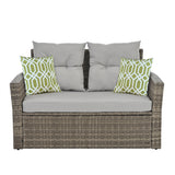 Patio Seasonal PE 6 piece Wicker set With Tempered Glass Coffee Table