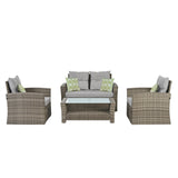 Patio Seasonal PE 6 piece Wicker set With Tempered Glass Coffee Table