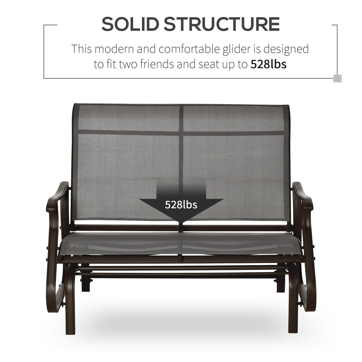 Patio Glider Loveseat Chair with Powder Coated Steel Frame