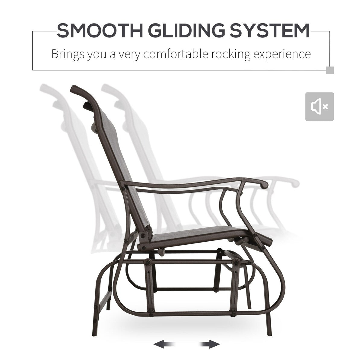 Patio Glider Loveseat Chair with Powder Coated Steel Frame