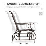 Patio Glider Loveseat Chair with Powder Coated Steel Frame