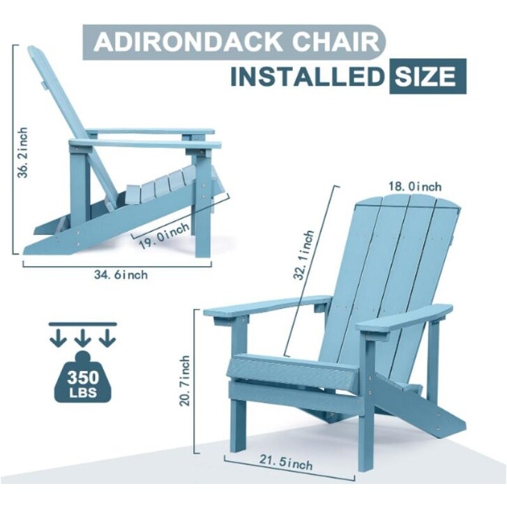 Patio Hips Plastic Adirondack Chair Lounger Weather Resistant Furniture