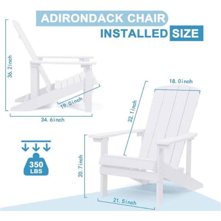 Patio Hips Plastic Adirondack Chair Lounger Weather Resistant Furniture