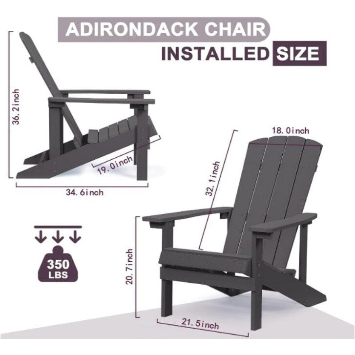 Patio Hips Plastic Adirondack Chair Lounger Weather Resistant Furniture