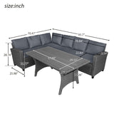 Patio Outdoor Furniture PE Rattan All-Weather Sectional Sofa Set with Table