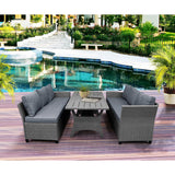 Patio Outdoor Furniture PE Rattan All-Weather Sectional Sofa Set with Table