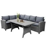 Patio Outdoor Furniture PE Rattan All-Weather Sectional Sofa Set with Table