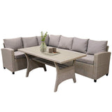 Patio Outdoor Furniture PE Rattan All-Weather Sectional Sofa Set with Table