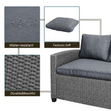 Patio Outdoor Furniture PE Rattan All-Weather Sectional Sofa Set with Table