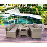 Patio Outdoor Furniture PE Rattan All-Weather Sectional Sofa Set with Table