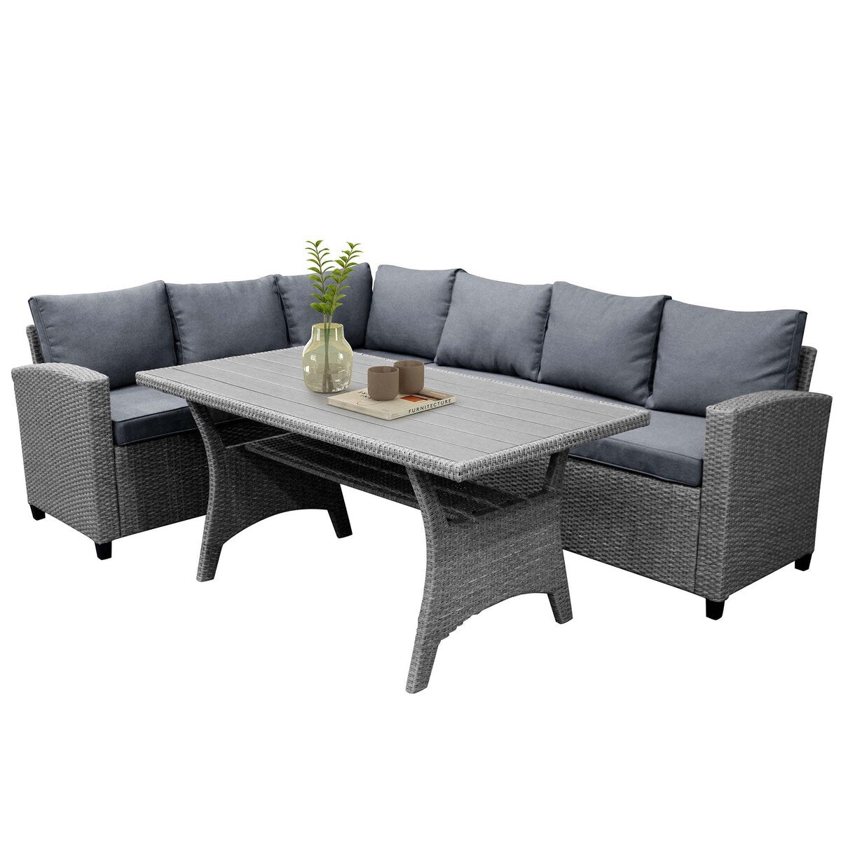 Patio Outdoor Furniture PE Rattan Wicker Sectional Sofa Set