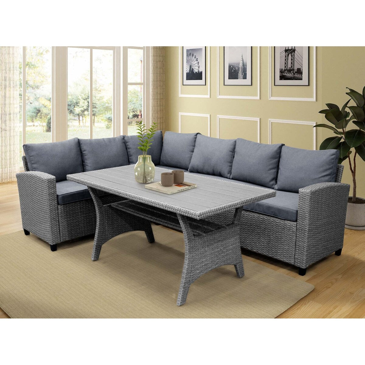 Patio Outdoor Furniture PE Rattan Wicker Sectional Sofa Set