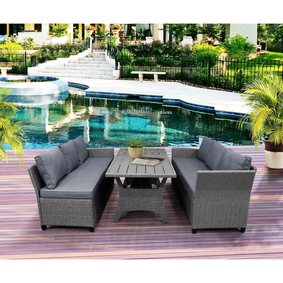 Patio Outdoor Furniture PE Rattan Wicker Sectional Sofa Set