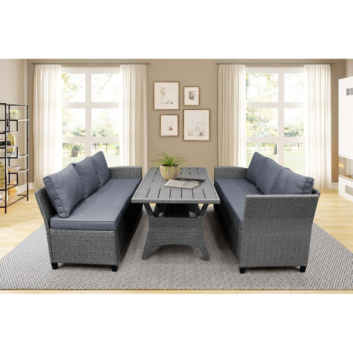 Patio Outdoor Furniture PE Rattan Wicker Sectional Sofa Set