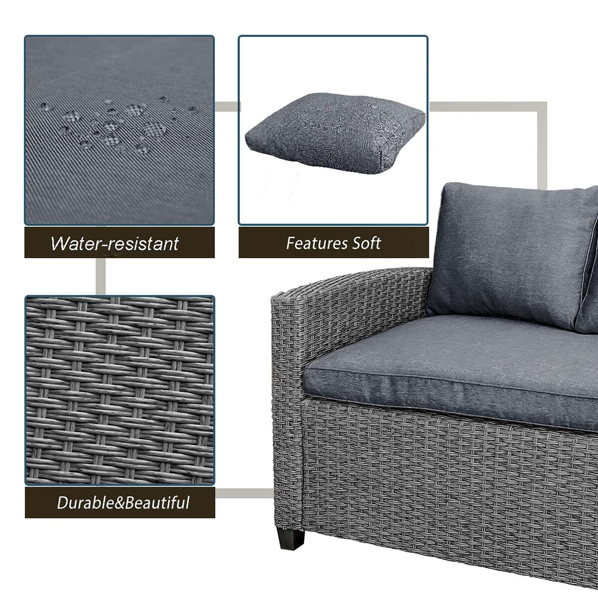 Patio Outdoor Furniture PE Rattan Wicker Sectional Sofa Set