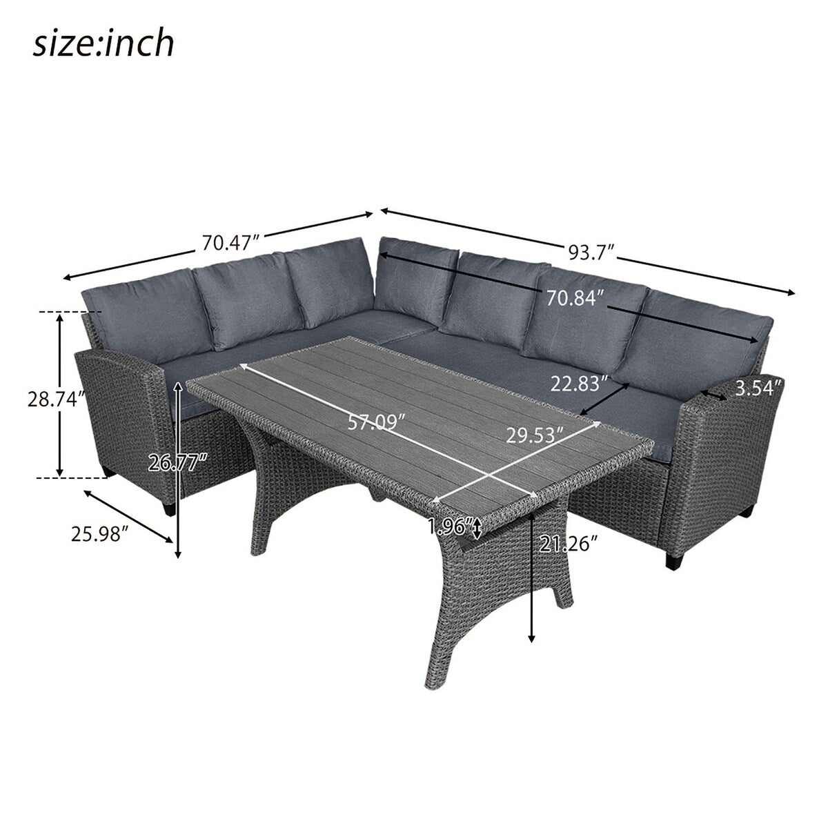 Patio Outdoor Furniture PE Rattan Wicker Sectional Sofa Set