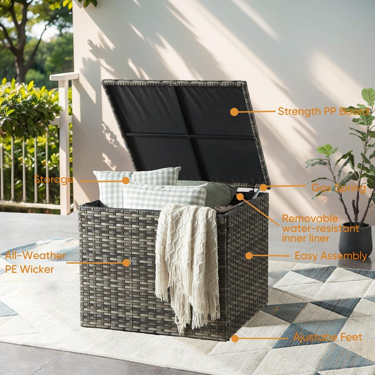 Patio Outdoor Patio Storage Box Waterproof Table