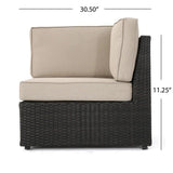 Patio Outdoor Wood Fabric Sofa Set with Coffee Table and Cushion