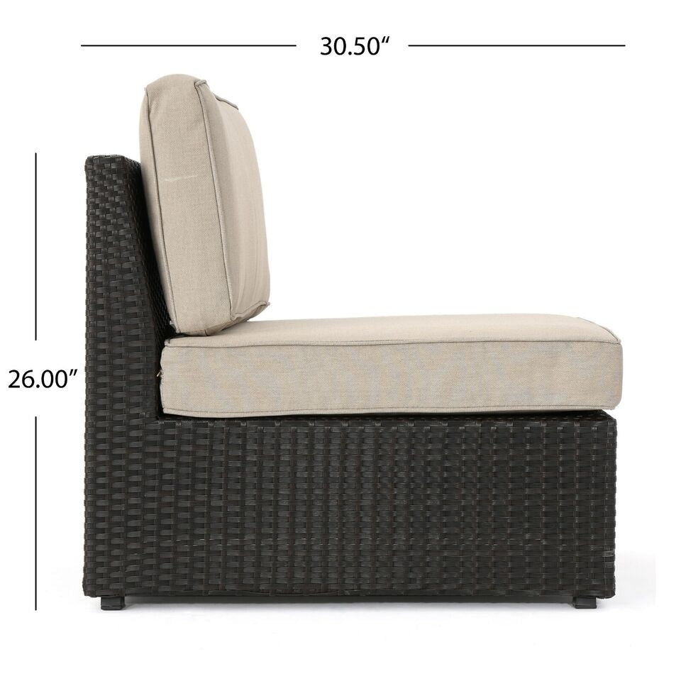 Patio Outdoor Wood Fabric Sofa Set with Coffee Table and Cushion