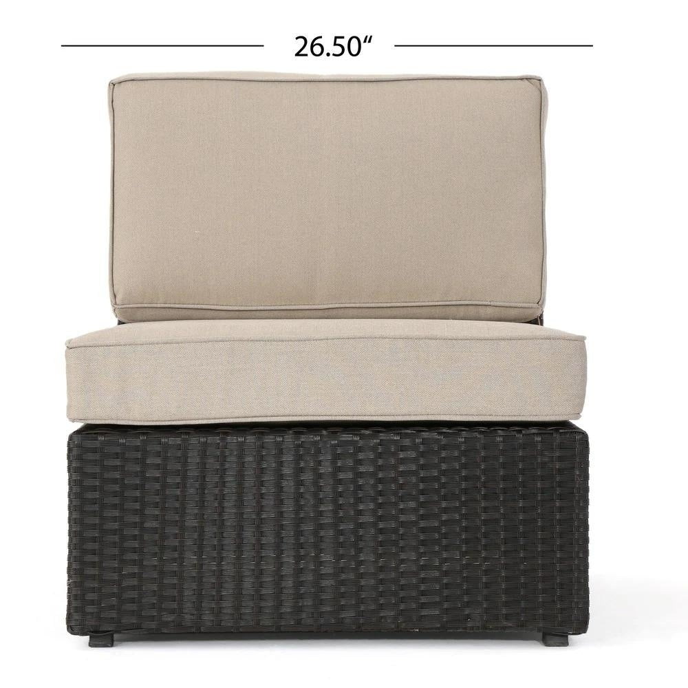 Patio Outdoor Wood Fabric Sofa Set with Coffee Table and Cushion