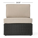 Patio Outdoor Wood Fabric Sofa Set with Coffee Table and Cushion