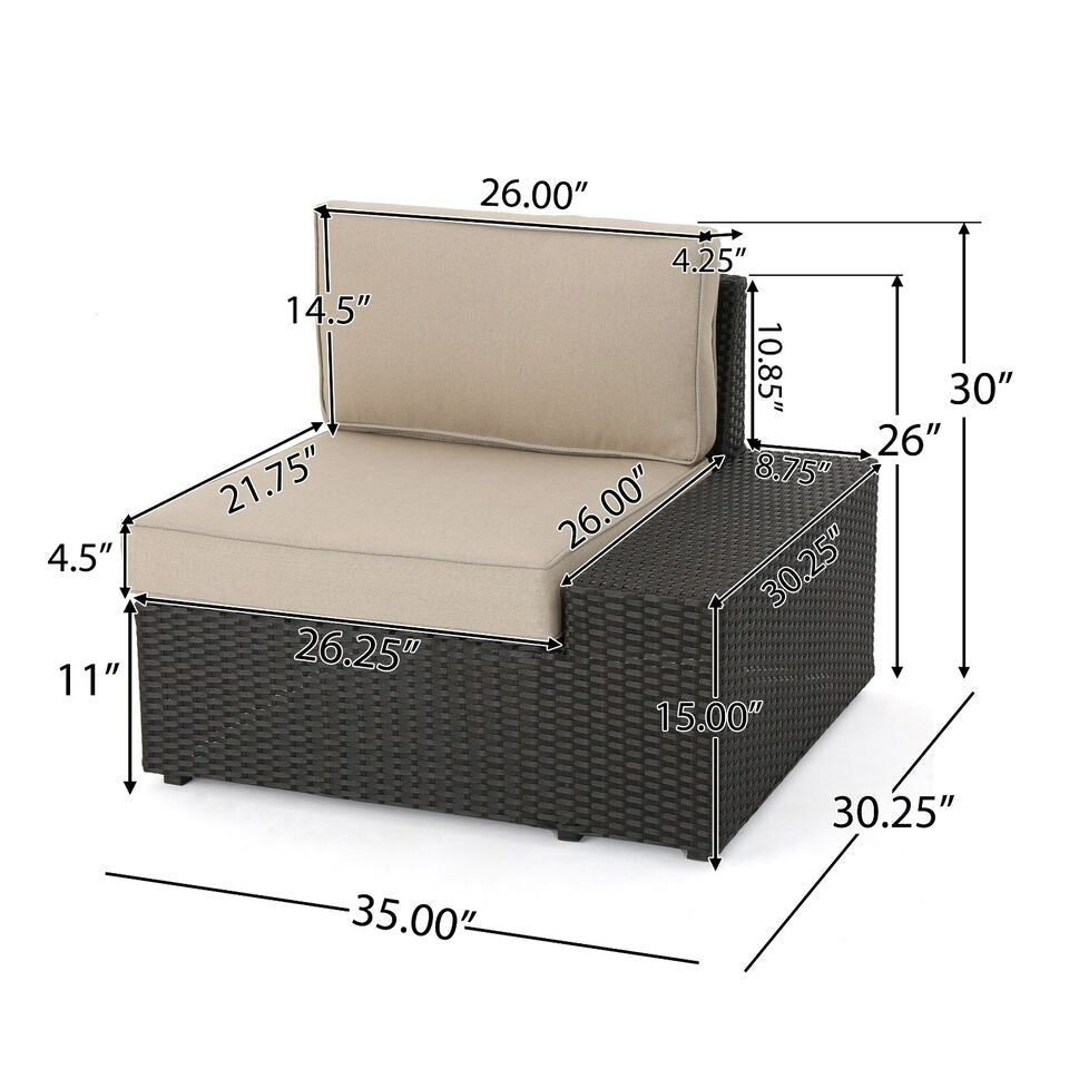 Patio Outdoor Wood Fabric Sofa Set with Coffee Table and Cushion