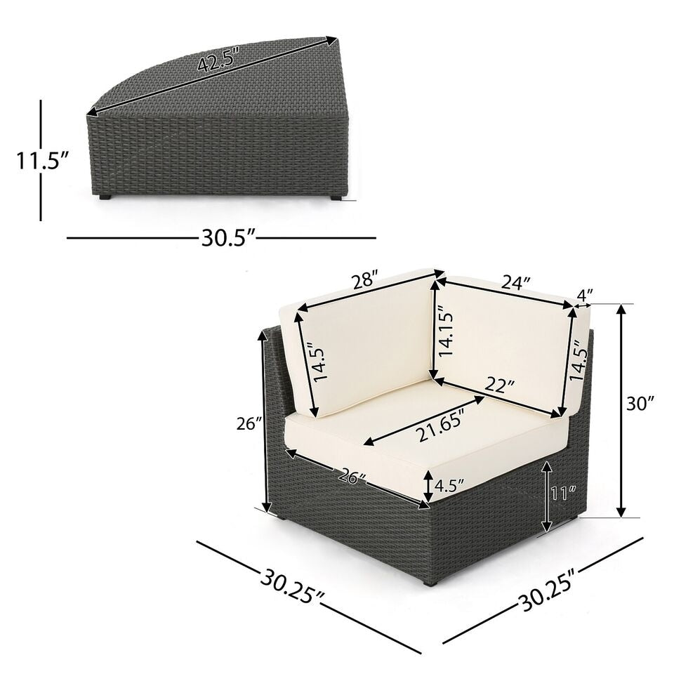 Patio Outdoor Wood Fabric Sofa Set with Coffee Table and Cushion