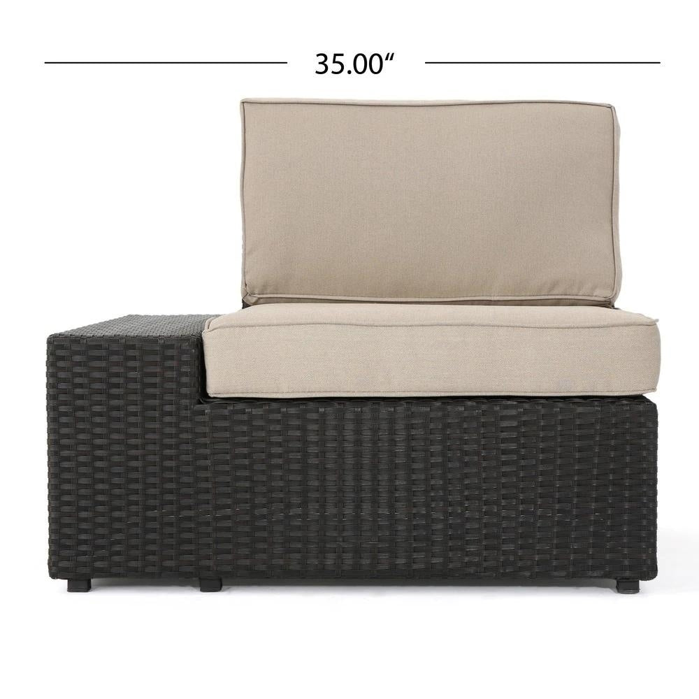 Patio Outdoor Wood Fabric Sofa Set with Coffee Table and Cushion