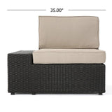 Patio Outdoor Wood Fabric Sofa Set with Coffee Table and Cushion