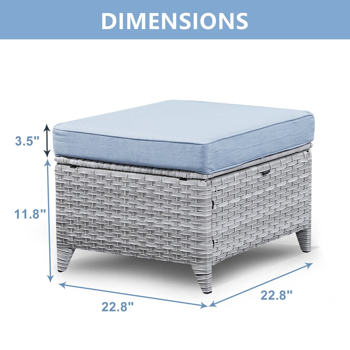 Gymojoy Patio PE Rattan Ottoman with Cushion