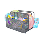 Patio Pool Float Storage Basket Outdoor Pool Caddy with Rolling Wheels