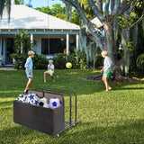 Patio Pool Float Storage Basket Outdoor Pool Caddy with Rolling Wheels