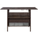 Patio Rattan Bar Counter Table with Steel Shelves for Garden