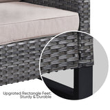 Patio Rattan Sectional Sofa Swivel Chair with Fire pit Table