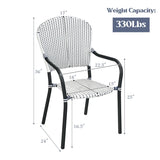 Patio Rattan Stackable Dining Chair with Armrest (Set of 4)