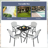 Patio Rattan Stackable Dining Chair with Armrest (Set of 4)