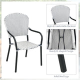 Patio Rattan Stackable Dining Chair with Armrest (Set of 4)