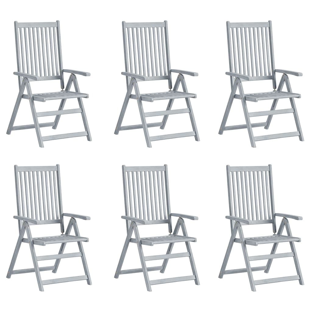Patio Reclining Chairs 6 pcs with Cushions Solid Acacia Wood