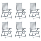 Patio Reclining Chairs 6 pcs with Cushions Solid Acacia Wood