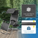 Patio Single Zero Gravity Folding Lounge Recliner Chair with Canopy and Cup Holder