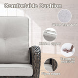 Patio Sofa with 2 Rocking Chair Coffee Table - Brown