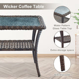 Patio Sofa with 2 Rocking Chair Coffee Table - Brown