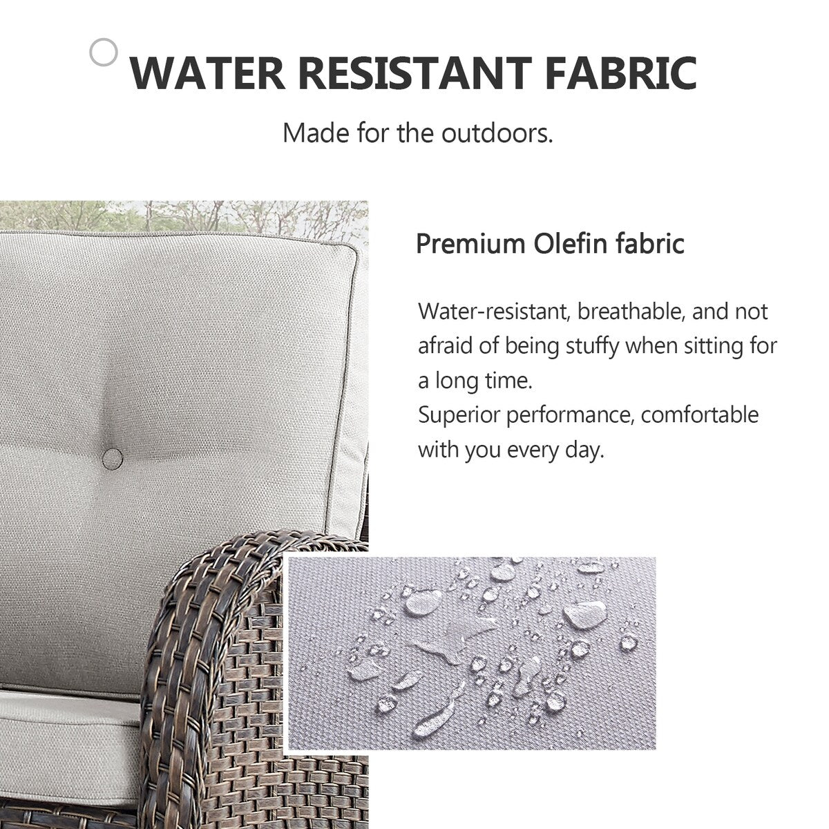 Patio Sofa with 2 Rocking Chair Coffee Table - Brown