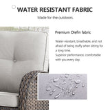 Patio Sofa with 2 Rocking Chair Coffee Table - Brown