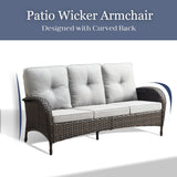 Patio Sofa with 2 Rocking Chair Coffee Table - Brown