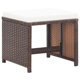 Patio Stools 2 pcs with Cushions Poly Rattan Brown