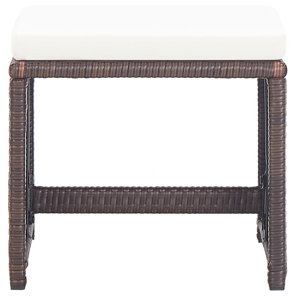 Patio Stools 2 pcs with Cushions Poly Rattan Brown