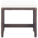 Patio Stools 2 pcs with Cushions Poly Rattan Brown