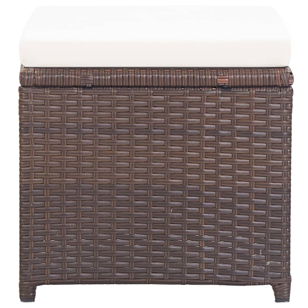 Patio Stools 2 pcs with Cushions Poly Rattan Brown