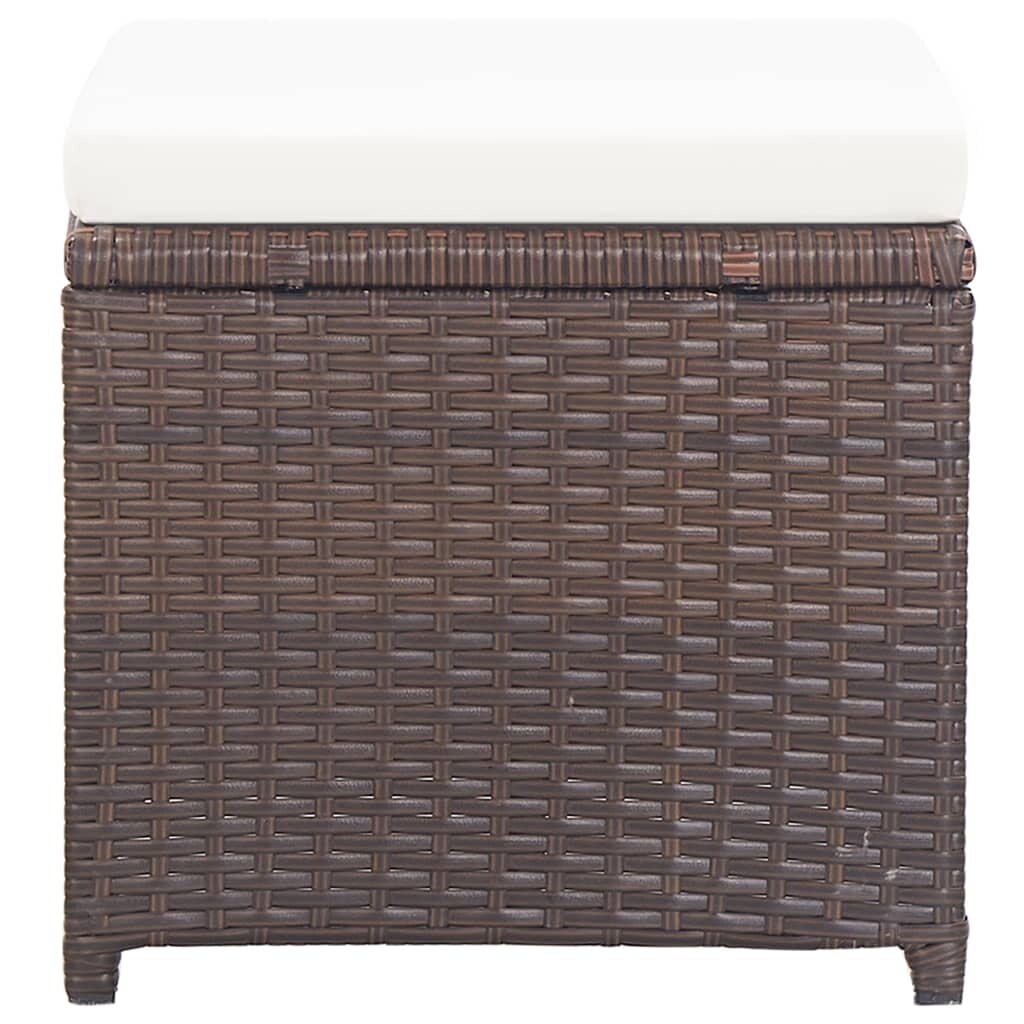 Patio Stools 2 pcs with Cushions Poly Rattan Brown